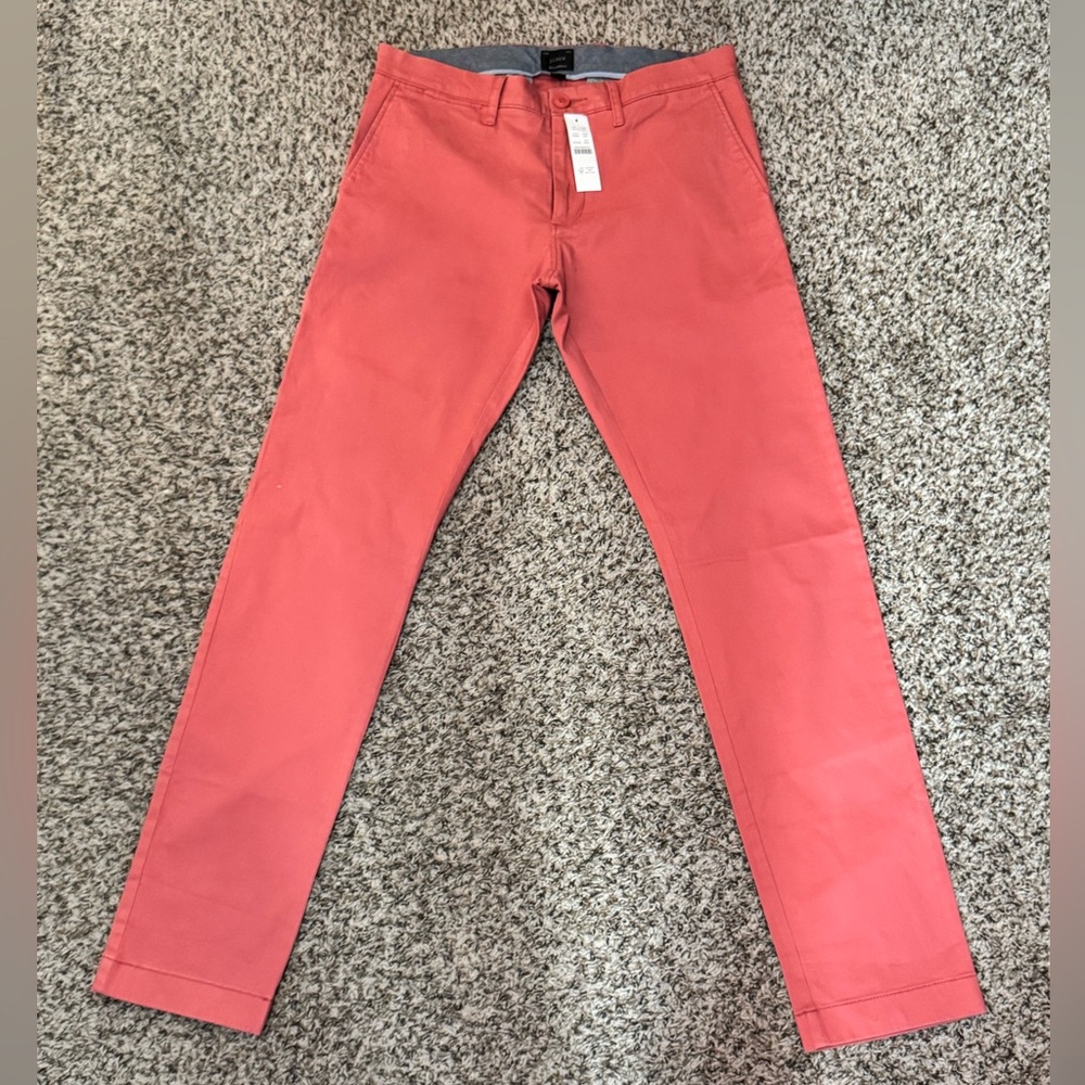 J.Crew Men’s 484 Slim Stretch Chinos in Coral | Brand New 29X32 Preppy Trousers